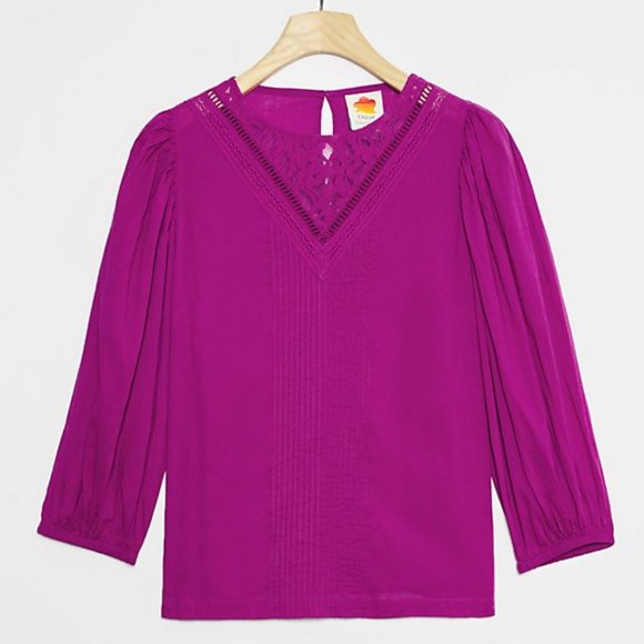 NWT Farm Rio Kelsie Peasant Blouse Purple Anthro - Picture 14 of 14